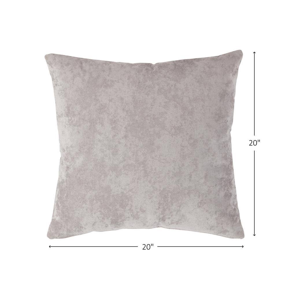 Ash Gray Velvet 20" Square Throw Pillow with Removable Cover