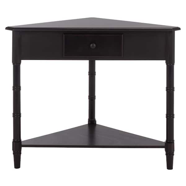 SAFAVIEH Gomez 34 in. 1-Drawer Rustic Black Wood Console Table