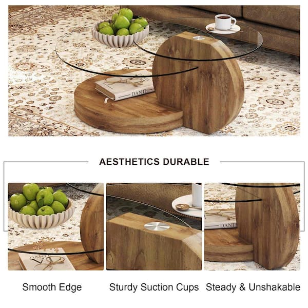 Modern 31.5 in. Transparent Round Glass Coffee Table