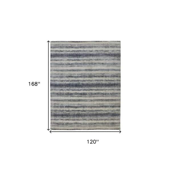2 ft. x 8 ft. Ivory, Blue Abstract Area Rug