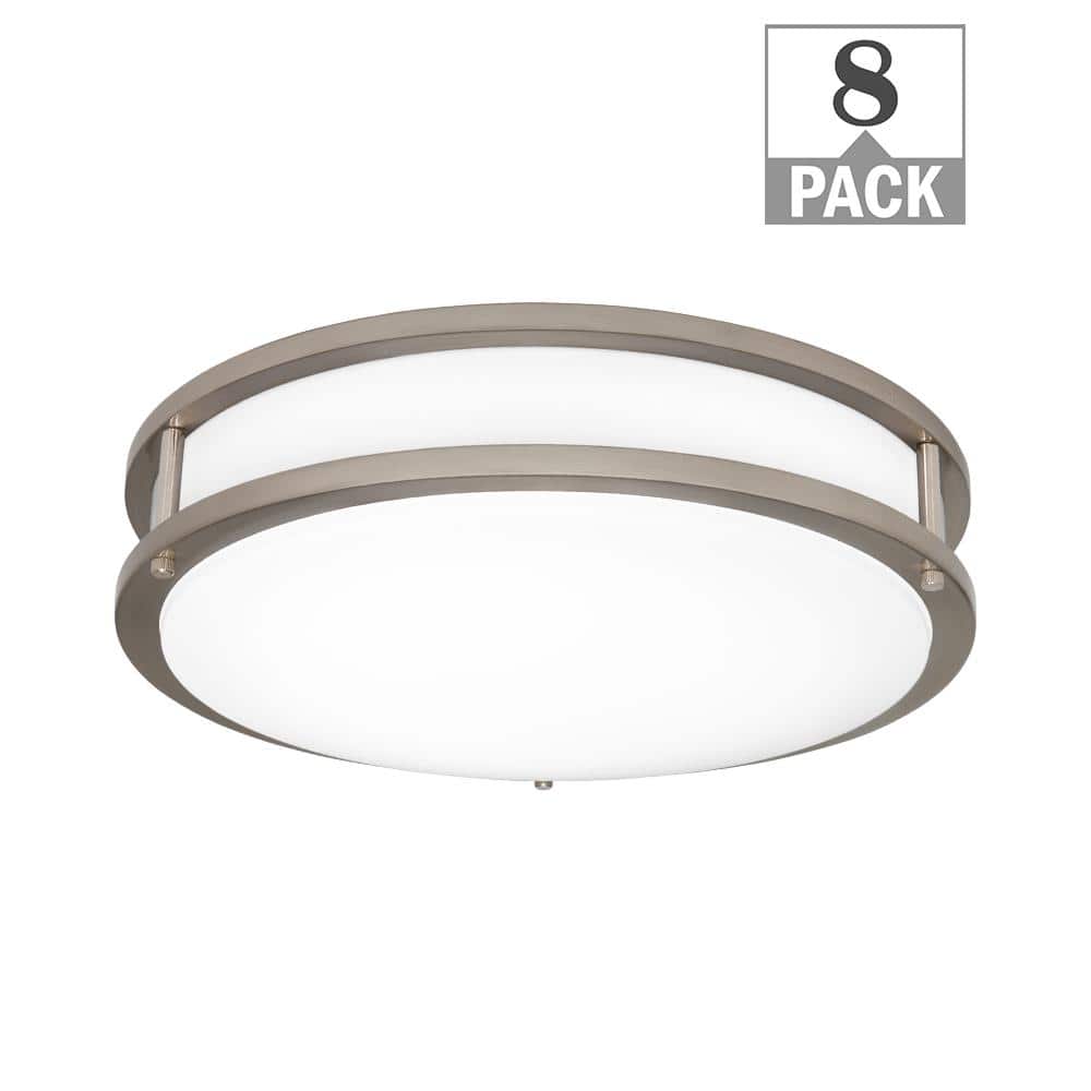 Orbit 15 in. Brushed Nickel Round LED Flush Mount Light Fixture 1600 Lumens 22W Adjustable CCT Dimmable (8-Pack) price history on PriceWatchPro