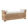 JAYDEN CREATION Joachim Farmhouse Rattan Storage Hollow-Carved Design Bedroom Bench with Acacia Wood Leg-Natural BEVS0982-NAT