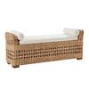 JAYDEN CREATION Joachim Farmhouse Rattan Storage Hollow-Carved Design Bedroom Bench with Acacia Wood Leg-Natural BEVS0982-NAT