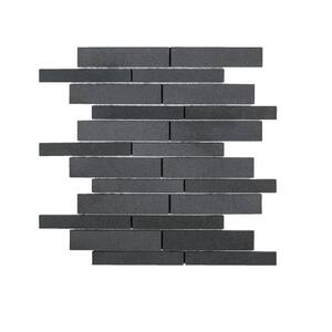 Tarmac Gray 4.38 in. x 5 in. Interlocking Honed Basalt Wall Mosaic Wall Tile Sample