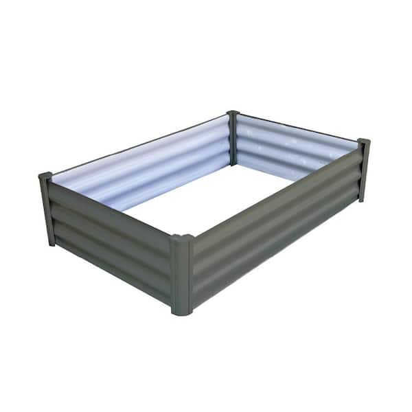 48 in. W x 36 in. D x 12 in. H Woodland Gray Galvanized Metal Raised Garden Bed