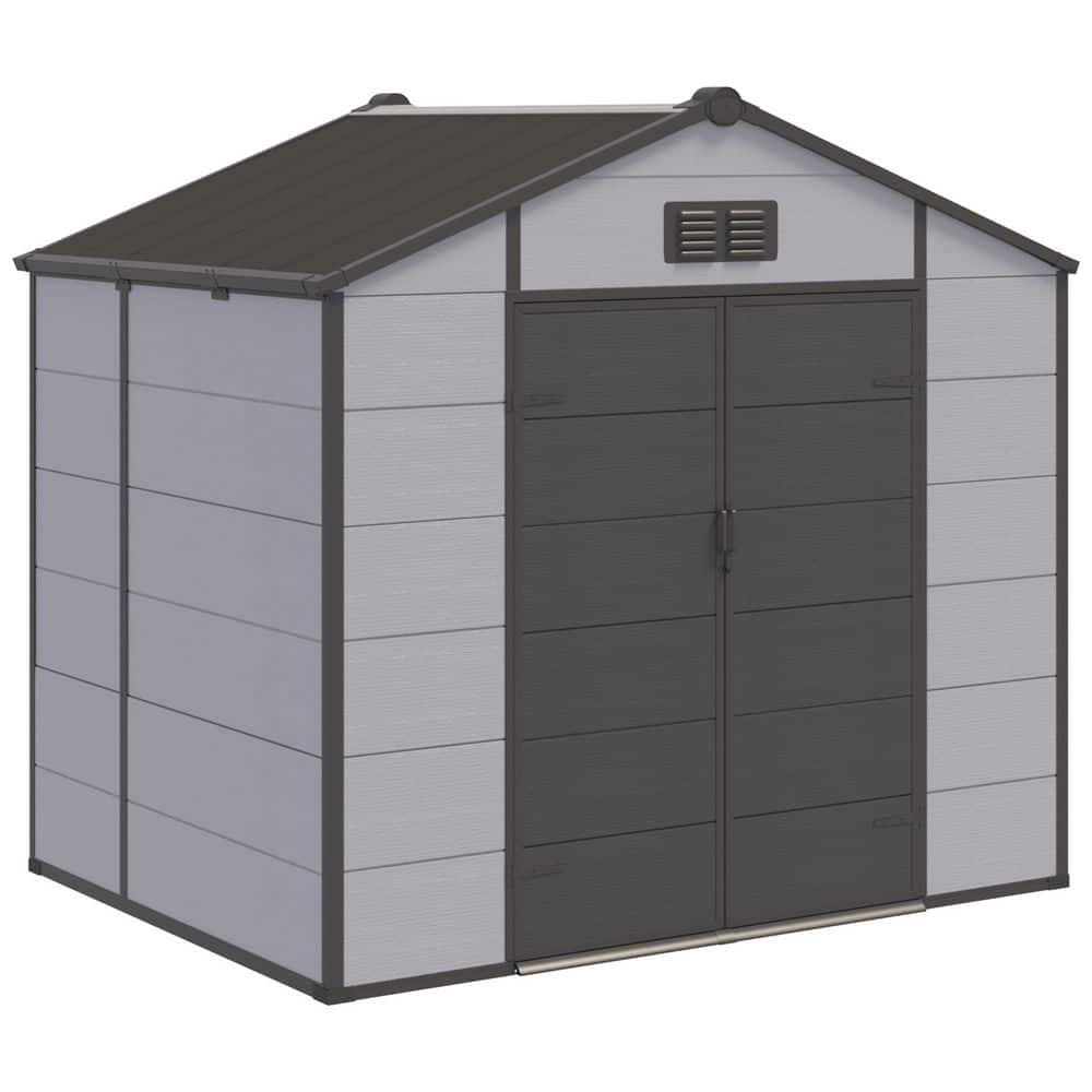 HOMMOW 8 ft. W x 6 ft. D Metal Shed with Lockable Double Doors and