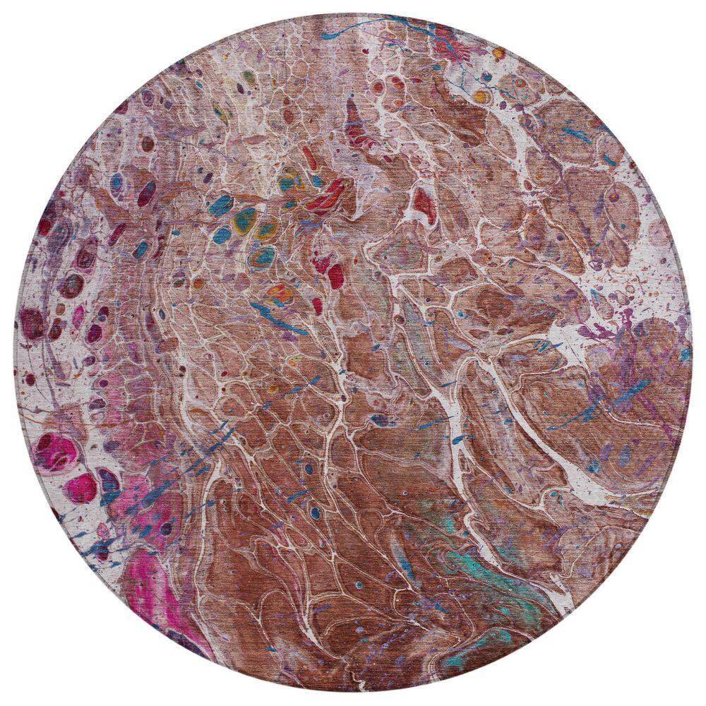 Chantille Machine Washable Indoor/Outdoor Abstract ACN2730 Paprika 8 ft. x 8 ft. Round Rug price history on PriceWatchPro