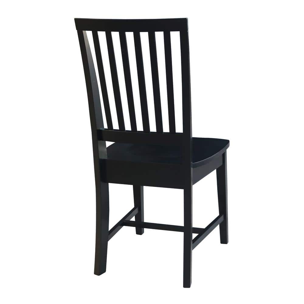 Elegant Mission High Slat Back Solid Wood Side Chair in Black - Set of 2
