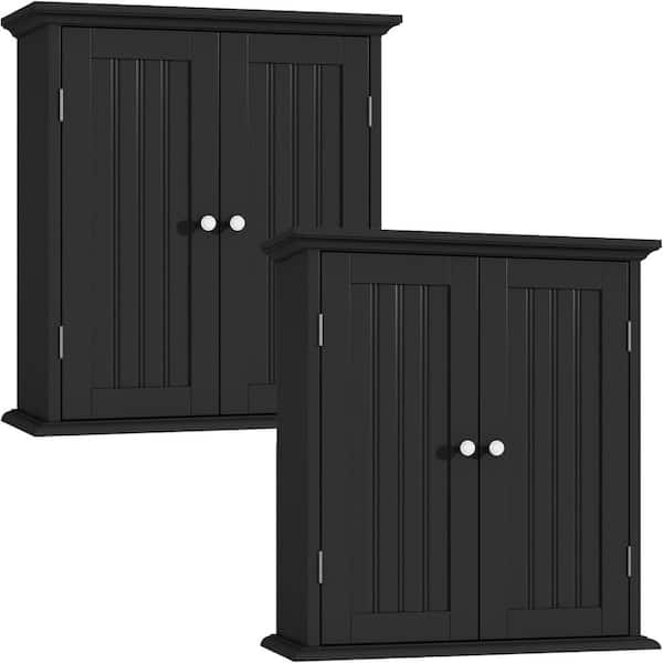 21.1-in. W x 8.8-in. D x 24-in. H in Black Wall Cabinet with Adjustable Shelves（Pack of 2）
