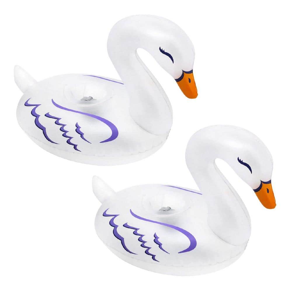 Translucent White PVC Inflatable Swan Pool Lanterns with LED Lights