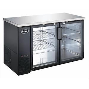 59 in. W 19 cu. ft. Commercial Under Back Bar Cooler Refrigerator with Glass Doors in Stainless Steel with Black Finish