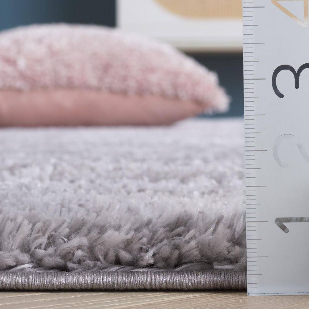 Grey and Dark Grey Rectangular Shag Area Rug, 10 x 13 ft