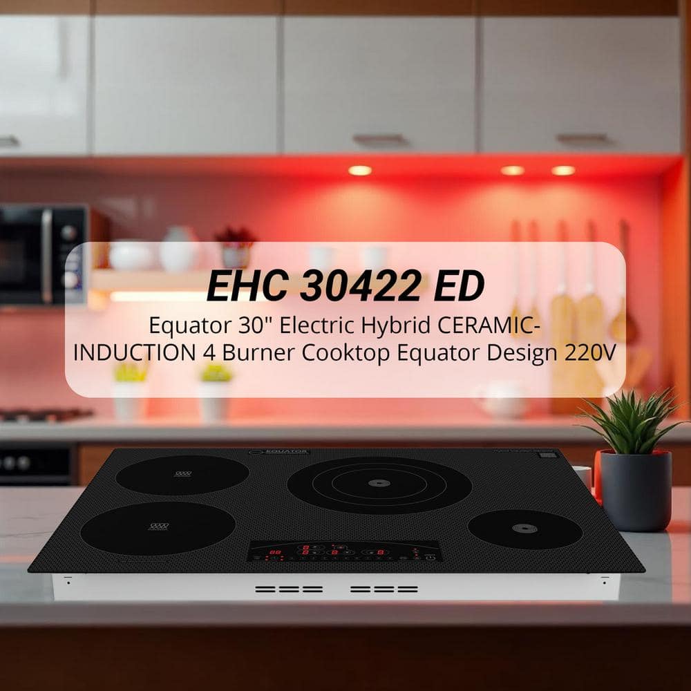 Equator 30" Black Ceramic-Induction 4 Burner Cooktop with Touch Control