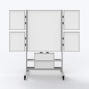 Collaboration Station 40 in. Mobile White Boardwith 4-Attachable Small Whiteboards