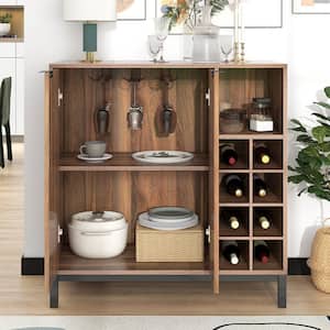 Brown Sideboards and Buffets with Storage and Wine Racks Coffee Bar Cabinet for Server Kitchen Dining Room Console Table