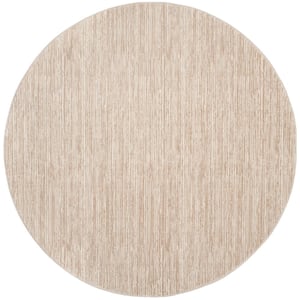 Vision Cream 5 ft. x 5 ft. Round Solid Area Rug