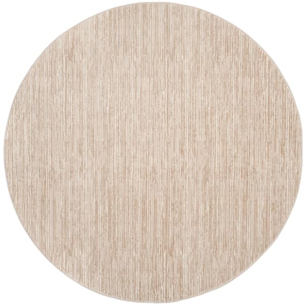 Vision 3 ft. x 3 ft. Round Creme Solid Marle Area Rug