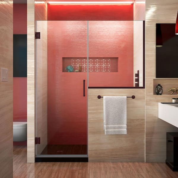 DreamLine Unidoor Plus 47 to 47.5 in. x 72 in. Frameless Hinged Shower Door in Oil Rubbed Bronze