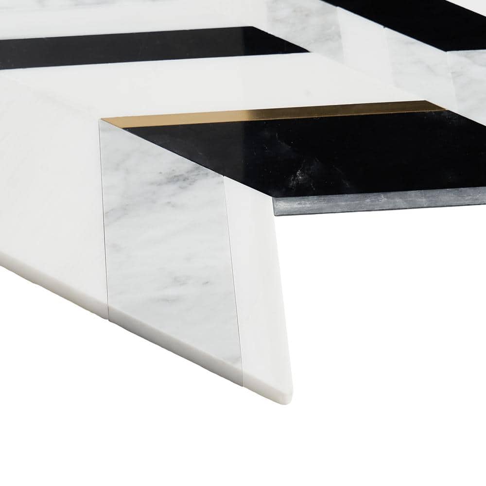 Xander Polished Marble and Brass Chevron Wall Mosaic Tile