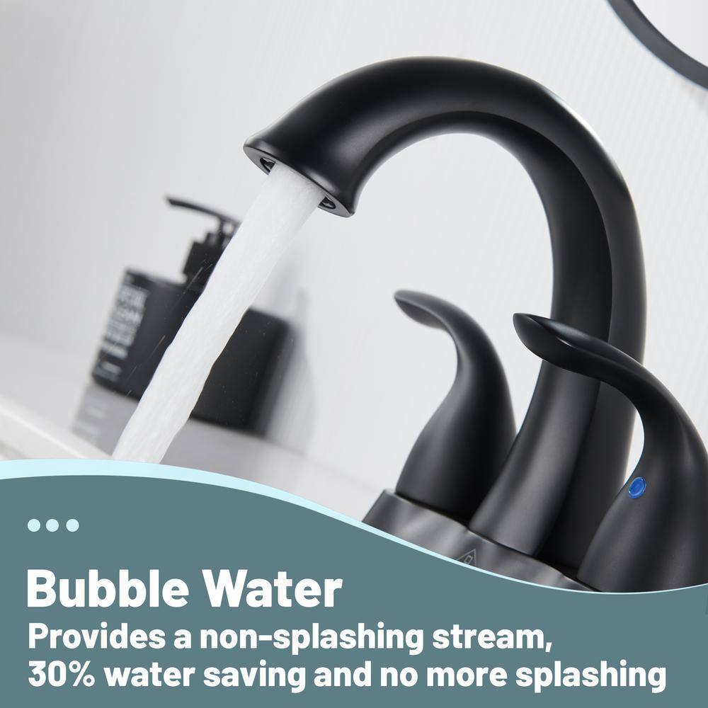 Matte Black Stainless Steel Centerset Bathroom Faucet with Drain