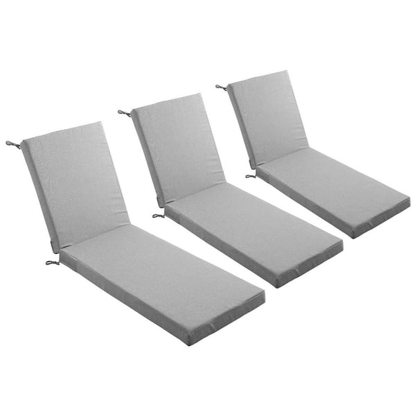 72 in. x 22.4 in. x 3.5 in. (3-Pack) Outdoor Water-Resistant Replacement Chaise Lounge Seat Cushion Sand-Gray