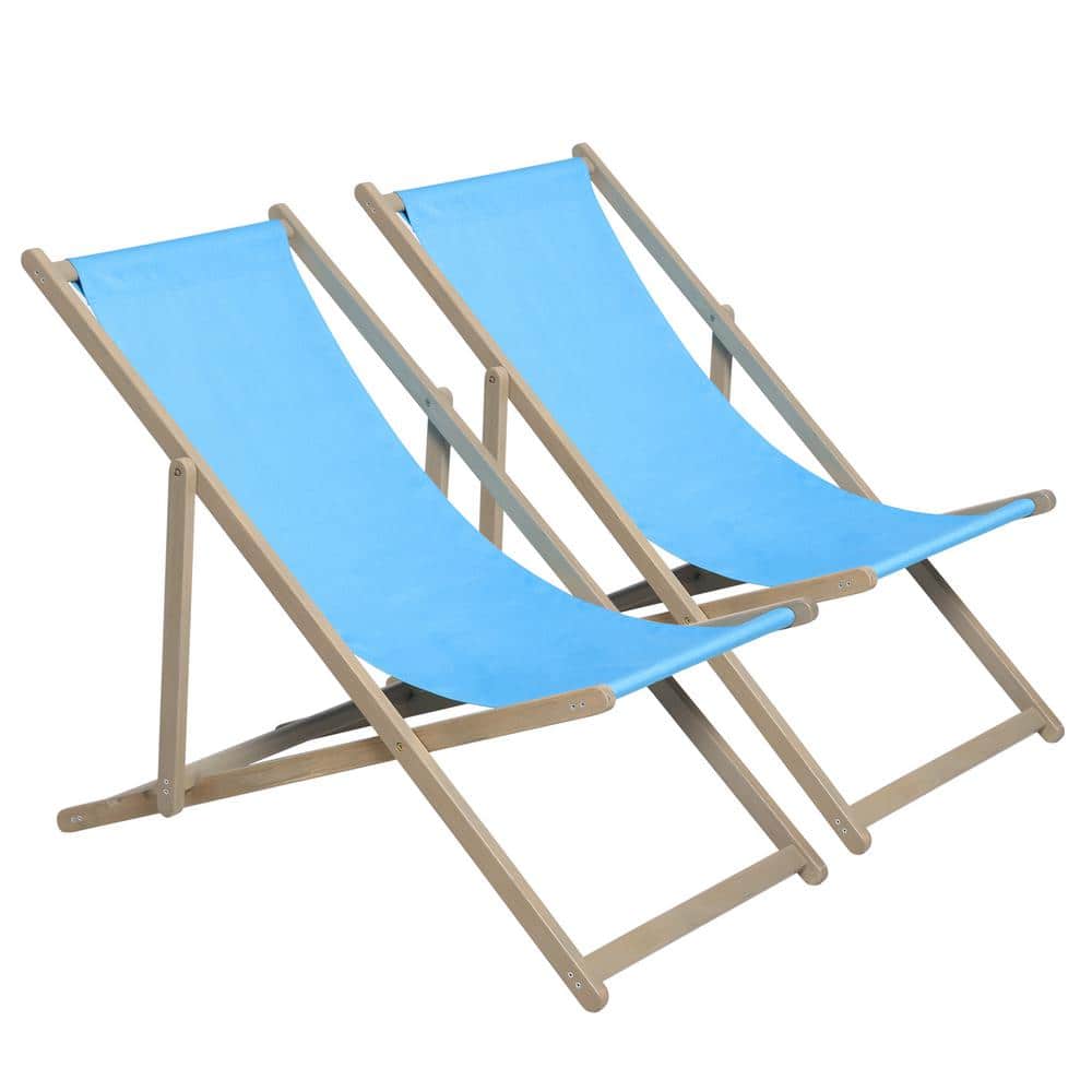 Solid Wood Sling Outdoor Beach Chair Folding Chair with 3 Level Height Adju