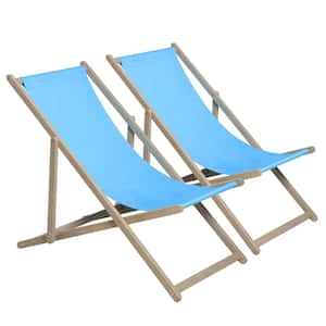 Solid Wood Sling Outdoor Beach Chair Folding Chair with 3 Level Height Adjustable, Portable Patio Chair (Set of 2)