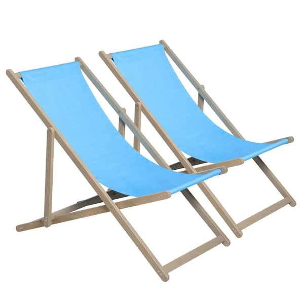 BTMWAY Solid Wood Sling Outdoor Beach Chair Folding Chair with 3 Level Height Adjustable, Portable Patio Chair (Set of 2)