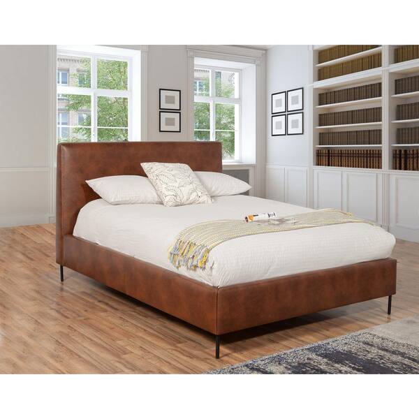 Allegra Woven Cane Queen Size Oak Wood Platform Bed