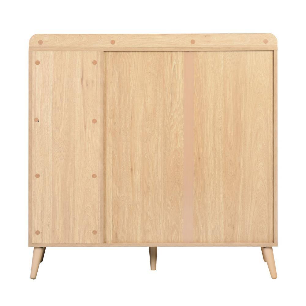 Farmhouse Oak 43.3'' Accent Cabinet with Faux Rattan Doors