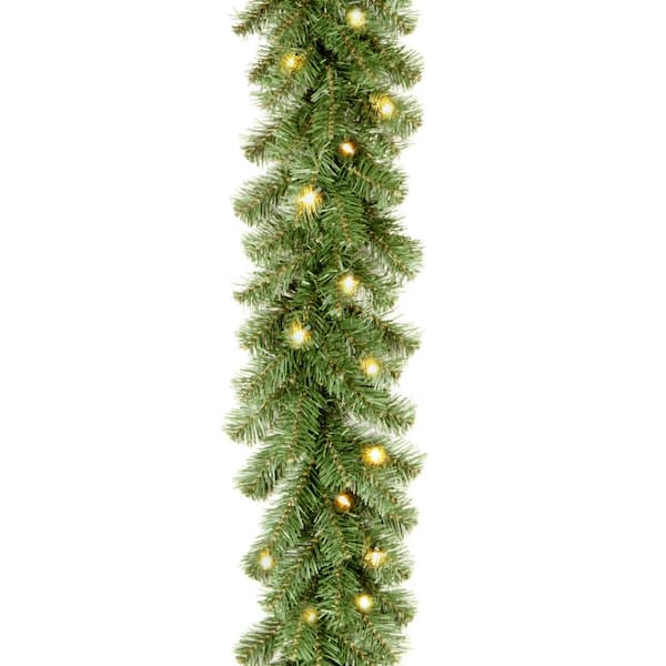 Unbranded 9 ft. Kincaid Spruce Garland with Clear Lights