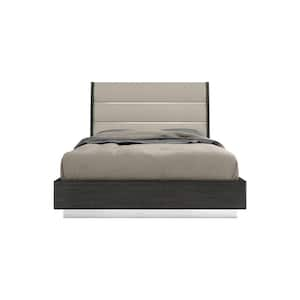 Gray Composite Frame Queen Panel Bed with Upholstered