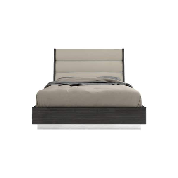 HomeRoots Gray Composite Frame Queen Panel Bed with Upholstered