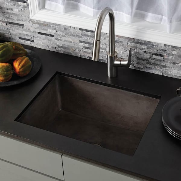 Native Trails Farmhouse Apron Front Concrete 24 In Single Bowl Kitchen Sink In Slate Nsk2418 S The Home Depot