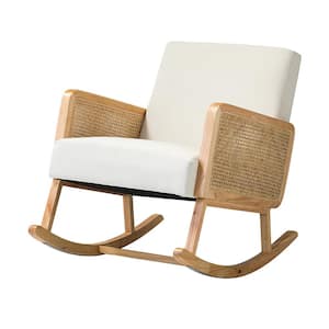 Williams Beige Rocking Chair with Rattan Arms