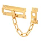 Chain Door Guard, Solid Brass w/Steel Chain, Polished Brass Finish