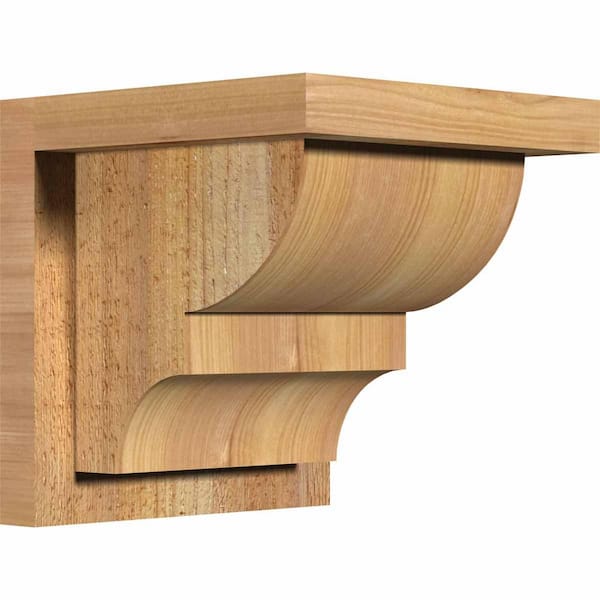 Ekena Millwork 8 in. x 8 in. x 8 in. Western Red Cedar Ridgewood Rough Sawn Corbel with Backplate
