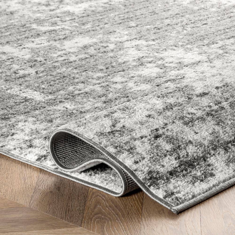 Gray Abstract Braided Non-slip Runner Rug