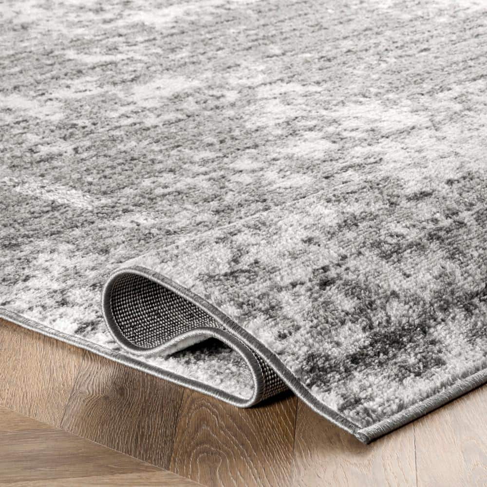 Abstract Braided Gray Synthetic 4' x 6' Easy Care Rug