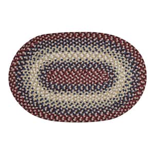 Woodbridge Oval Braid Collection Cranberry 20" x 30" Oval 100% Wool Reversible Indoor Area Rug
