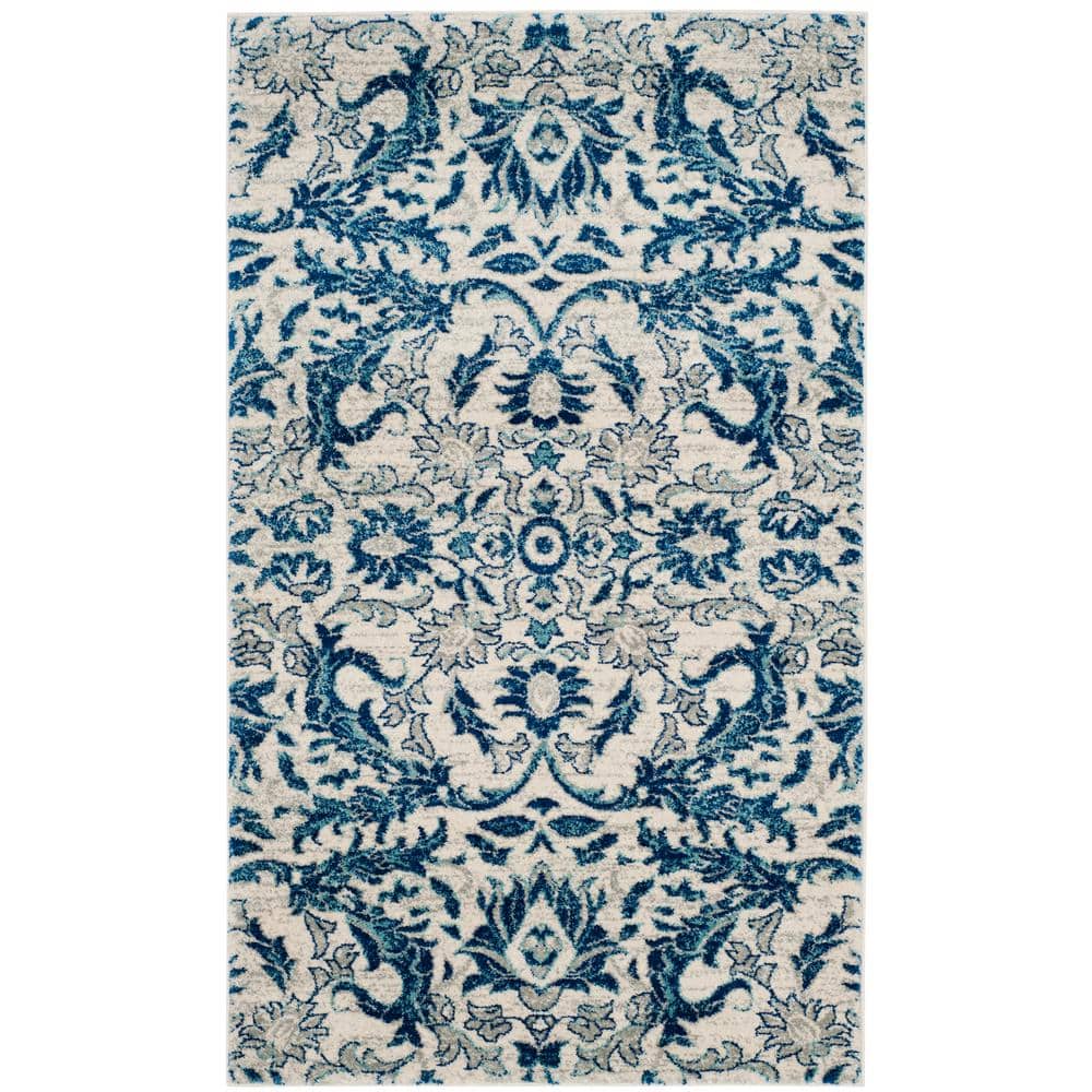 Evoke EVK238 Power Loomed Area Rug - Ivory/Blue - 5'3"x7'6" - Safavieh.