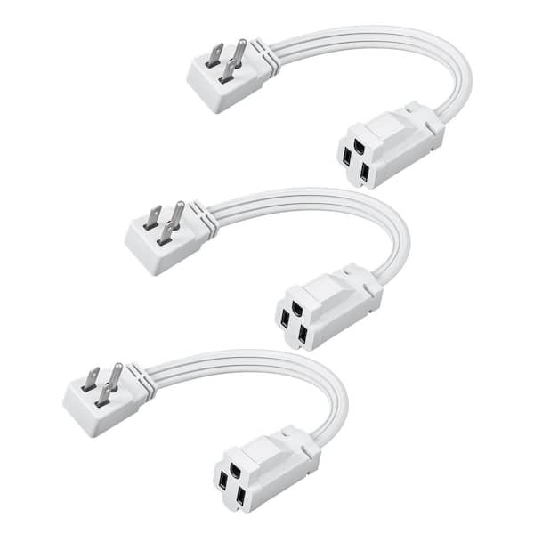 1 ft. SJT 14/3 Indoor Extension Cord with 3-Prong Outlets and SPT-3 Cord, 3 Pack, White