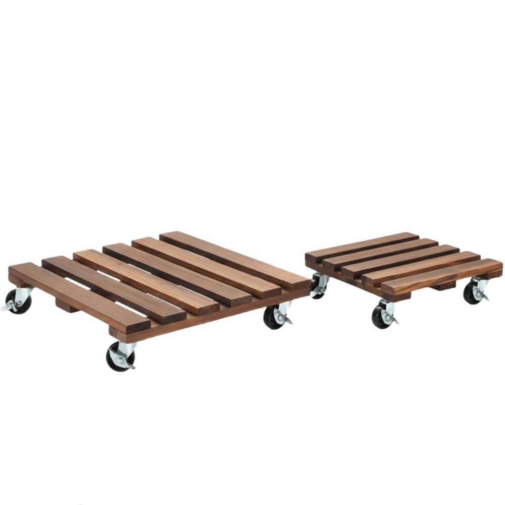 "2 Pack 14"" + 12"" Wood Plant Caddy with Wheels" price history on PriceWatchPro
