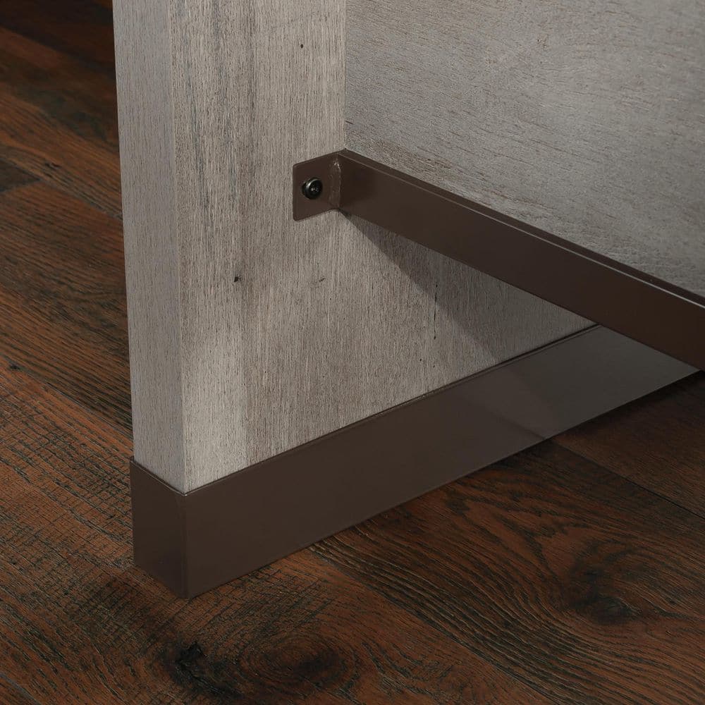 Mystic Oak Gray L-Shaped Computer Desk with Drawer and Filing Cabinet