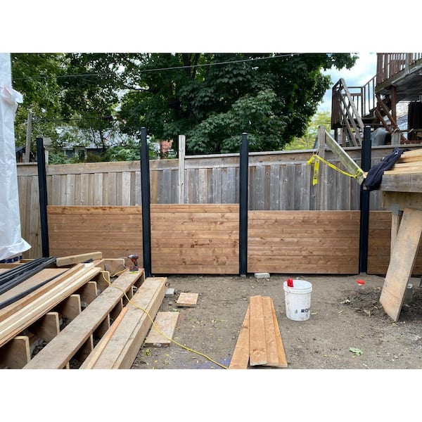 Slipfence 70 in. x 1-1/2 in. x 1-1/2 in. Black Powder Coated Aluminum Fence Channels Kit for 6 ft. High Industrial Fence