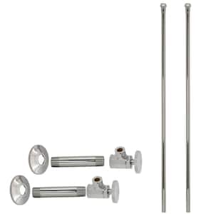1/2 in. IPS x 3/8 in. OD x 20 in. Bullnose Dual Supply Line Kit with Round Handle Angle Shut Off Valves, Polished Nickel