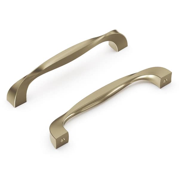 HICKORY HARDWARE Twist 5-1/16 in. 128 mm Center-to-Center Elusive Golden Nickel Cabinet Door/Drawer Pull