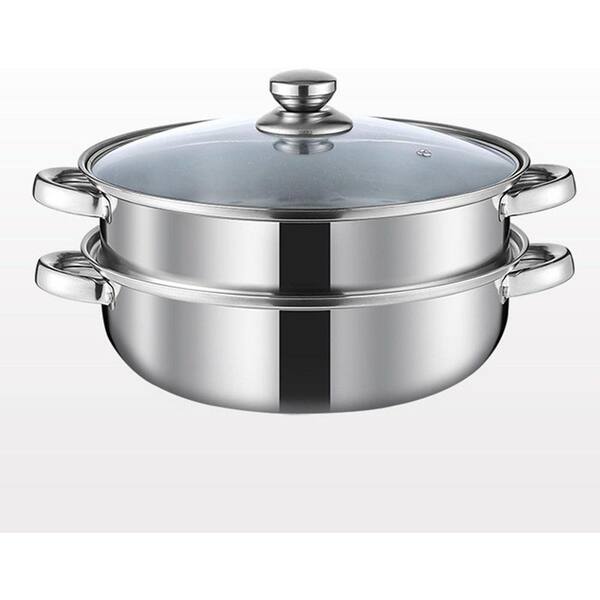 JFVKAF 3-Tier Stainless Steel Steamer Pot Set with Glass Lid and