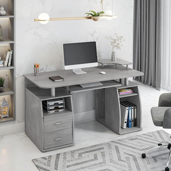 TECHNI MOBILI 47.25 in. Rectangular Gray 2 Drawer Computer Desk