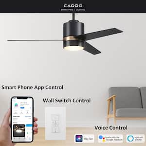 Ranger 52 in. Integrated LED Indoor Black Smart Ceiling Fan with Light Kit and Wall Control, Works w/Alexa/Google Home